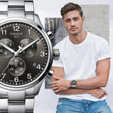 Tissot T Classic Chrono XL Black Dial Silver Steel Strap Watch For Men - T116.617.11.057.01