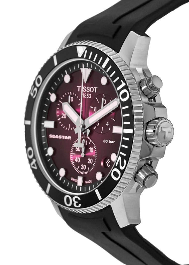 Tissot Seastar 1000 Chronograph Red Dial Black Rubber Strap Watch For Men - T120.417.17.421.00