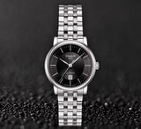 Tissot T Classic Carson Premium Automatic Lady Black Dial Silver Steel Strap Watch for Women - T122.207.11.051.00