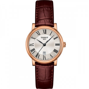 Tissot T Classic Carson Premium White Dial Brown Leather Strap Watch for Women - T122.207.36.033.00