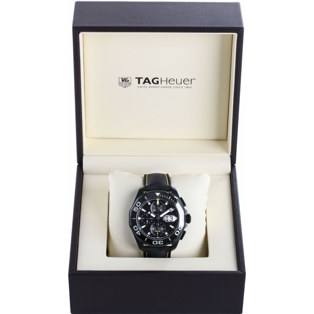 Tag Heuer Aquaracer Chronograph PVD Black Dial Black Nylon Strap Watch for Men - CAY218A.FC6361