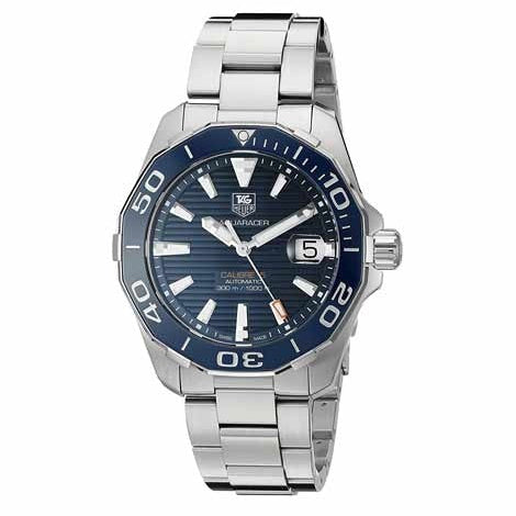 Tag Heuer Aquaracer Calibre 5 Blue Dial Silver Steel Strap Watch for Men - WAY211C.BA0928
