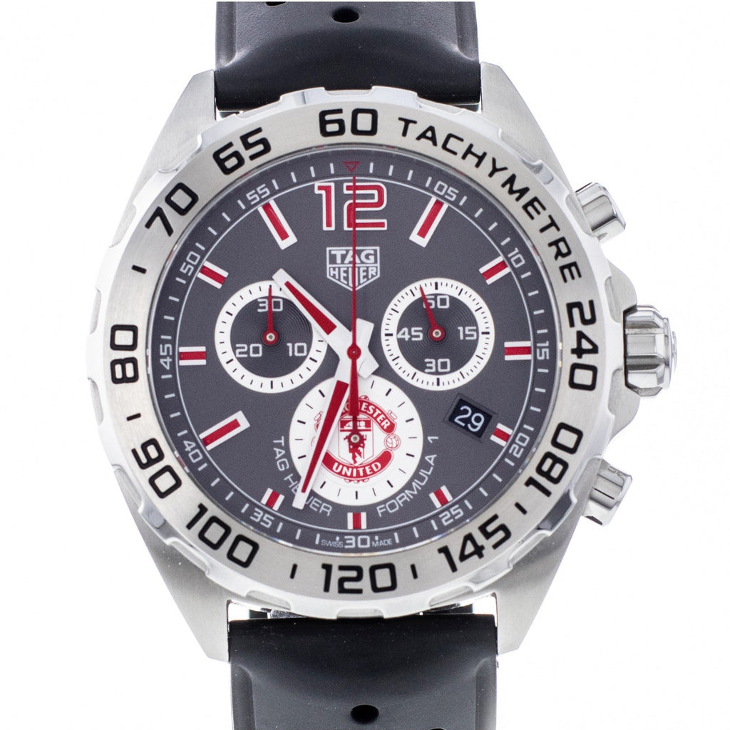 Tag Heuer Formula 1 Manchester United Special Edition Grey Dial Black Silicone Strap Watch for Men - CAZ101M.FT8024