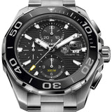 Tag Heuer Aquaracer Calibre 16 Day-Date Black Dial Silver Steel Strap Watch for Men - CAY211A.BA0927