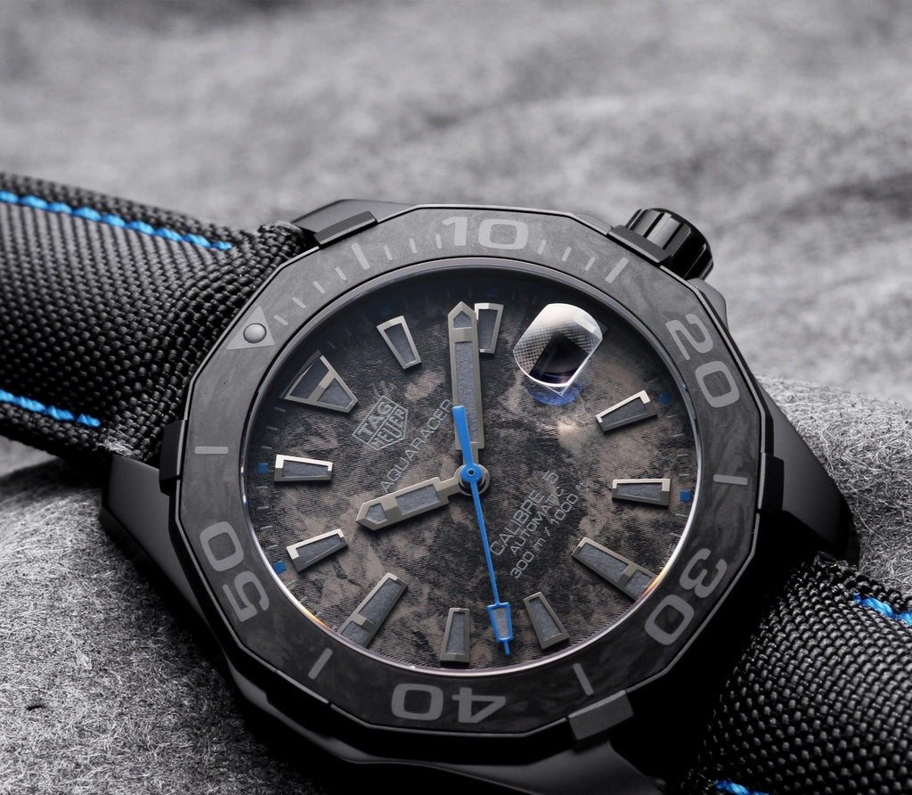 Tag Heuer Aquaracer Calibre 5 Black Nylon Strap Carbon Dial Watch for Men -  WBD218C.FC6447