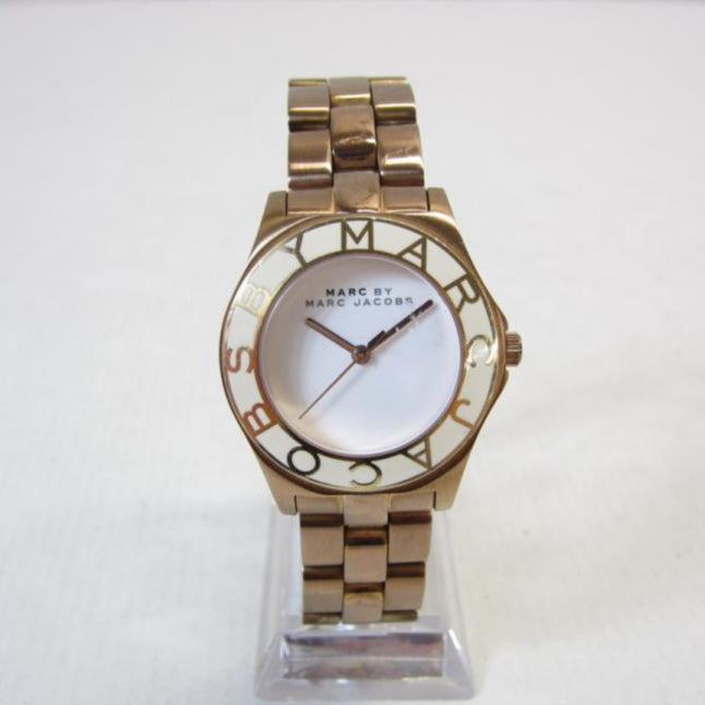 Marc Jacobs Blade White Dial Gold Steel Strap Watch for Women - MBM3075