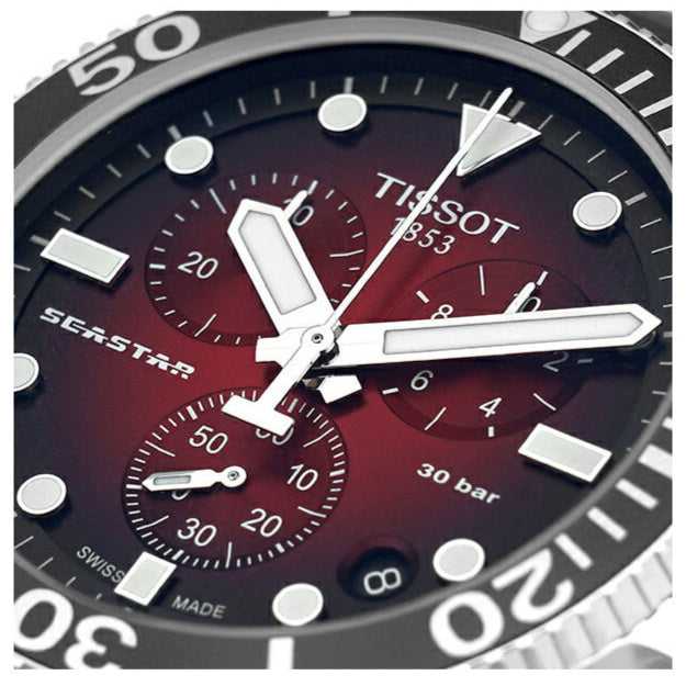 Tissot Seastar 1000 Chronograph Red Dial Black Rubber Strap Watch For Men - T120.417.17.421.00