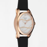 Tissot T Wave Diamond Mother of Pearl Dial Black Leather Strap Watch For Women - T112.210.36.111.00