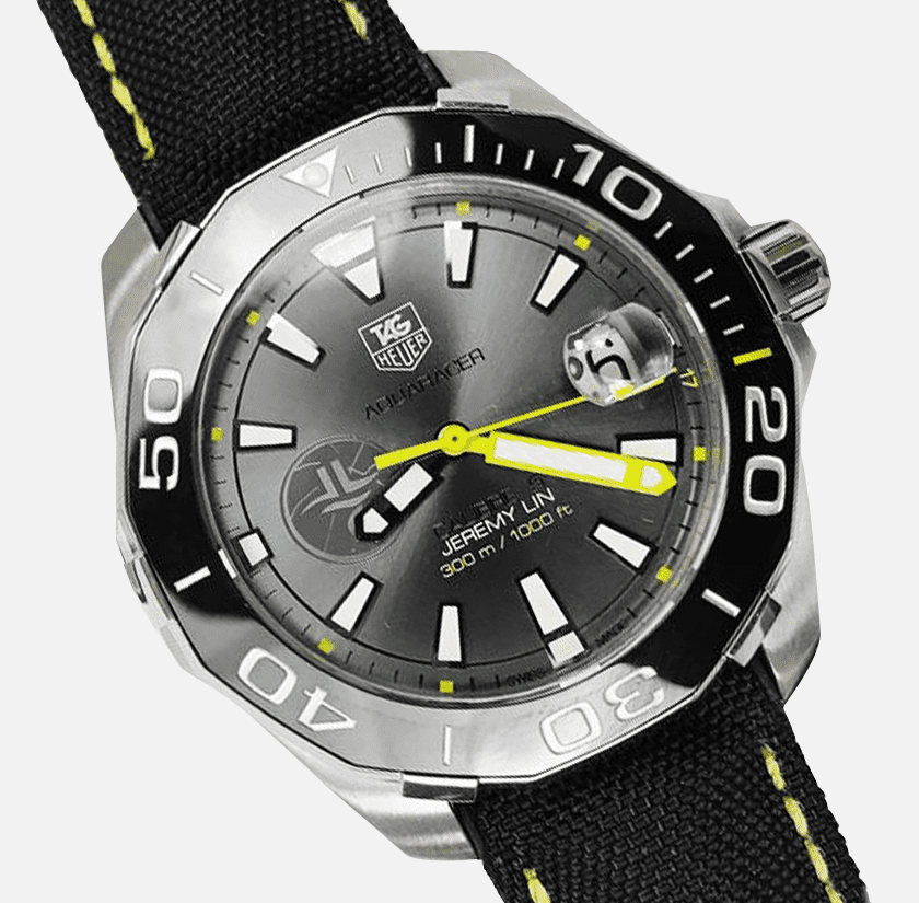 Tag Heuer Aquaracer Jeremy Lin Special Edition Grey Dial Black Nylon Strap Watch for Men - WAY211F.FC6362