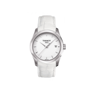 Tissot Couturier Lady Silver Dial White Leather Strap Watch For Women - T035.210.16.011.00