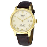 Tissot Le Locle Powermatic 80 Gold Dial Brown Leather Strap Watch For Men - T006.407.36.263.00