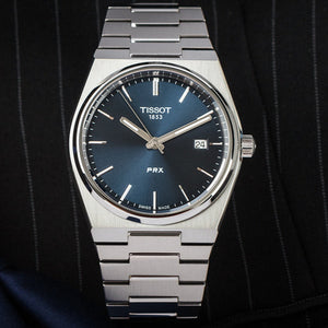Tissot T Classic PRX Blue Dial Silver Steel Strap Watch For Men - T137.410.11.041.00