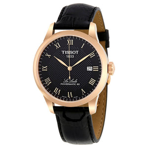 Tissot Le Locle Powermatic 80 Black Dial Black Leather Strap Watch For Men - T006.407.36.053.00