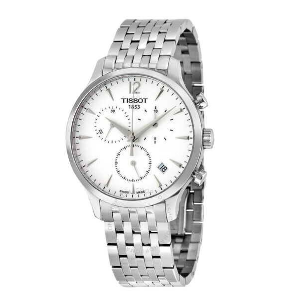 Tissot T Classic Tradition Chronograph White Dial Silver Steel Strap Watch For Men - T063.617.11.037.00