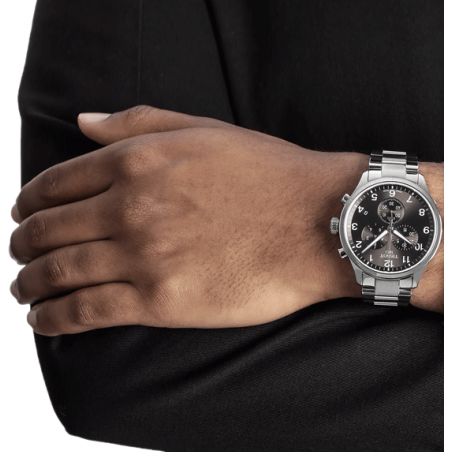 Tissot T Classic Chrono XL Black Dial Silver Steel Strap Watch For Men - T116.617.11.057.01