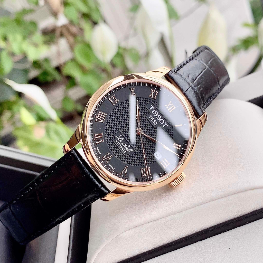 Tissot T Classic Le Locle Automatic Black Dial Black Leather Strap Watch For Men - T41.5.423.53