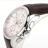 Tissot Couturier Chronograph White Dial Brown Leather Strap Watch For Men - T035.617.16.031.00