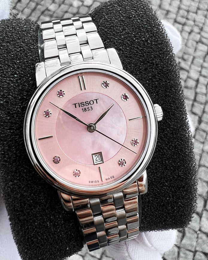 Tissot T Classic Carson Premium Pink Dial Silver Steel Strap Watch for Women - T122.210.11.159.00