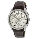Tissot Couturier Chronograph White Dial Brown Leather Strap Watch For Men - T035.617.16.031.00
