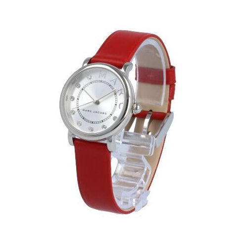 Marc Jacobs Roxy Silver Dial Red Leather Strap Watch for Women - MJ1632