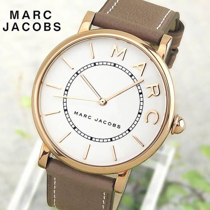 Marc Jacobs Roxy White Dial Cement Brown Leather Strap Watch for Women - MJ1533