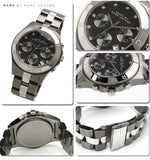 Marc Jacobs Blade Chronograph Black Dial Two Tone Steel Strap Watch for Women - MBM3179