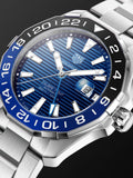 Tag Heuer Aquaracer GMT Calibre 6 Automatic Blue Dial Silver Steel Strap Watch for Men - WAY201T.BA0927
