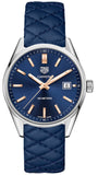 Tag Heuer Carrera Quartz Blue Dial Blue Calfskin Leather Strap Watch for Women - WAR1112.FC6391