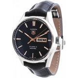Tag Heuer Carrera Calibre 5 Automatic Black Dial Black Leather Strap Watch for Men - WAR201C.FC6266