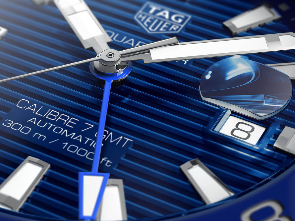 Tag Heuer Aquaracer GMT Calibre 6 Automatic Blue Dial Silver Steel Strap Watch for Men - WAY201T.BA0927