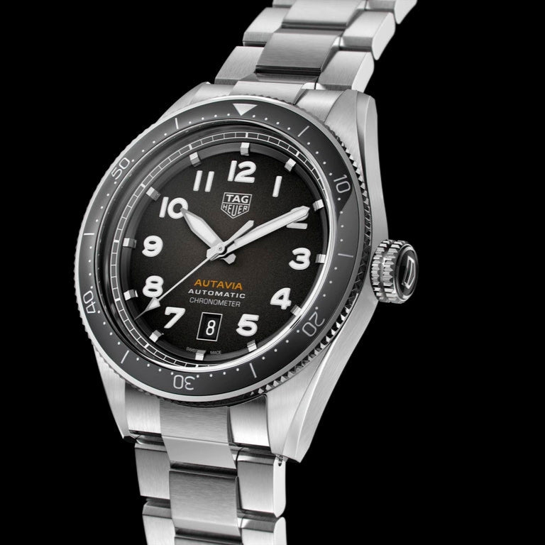 Tag Heuer Autavia Automatic Grey Dial Silver Steel Strap Watch for Men - WBE5114.EB0173