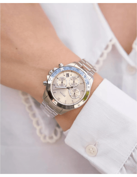 Hugo Boss Novia Pink Dial Silver Steel Strap Watch for Women - 1502615