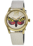 Gucci G Timeless Butterfly White Dial White Leather Strap Watch For Women - YA1264062