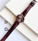 Gucci Interlocking Iconic Brown Dial Brown Leather Strap Watch For Women - YA133207