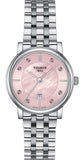 Tissot Carson Premium Lady Mother of Pearl Pink Dial Silver Steel Strap Watch For Women - T122.210.11.159.00