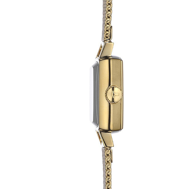 Tissot Lovely Square Silver Dial Gold Mesh Bracelet Watch For Women - T058.109.33.031.00