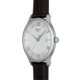 Tissot T Classic Tradition Silver Dial Brown Leather Strap Watch For Men - T063.610.16.038.00