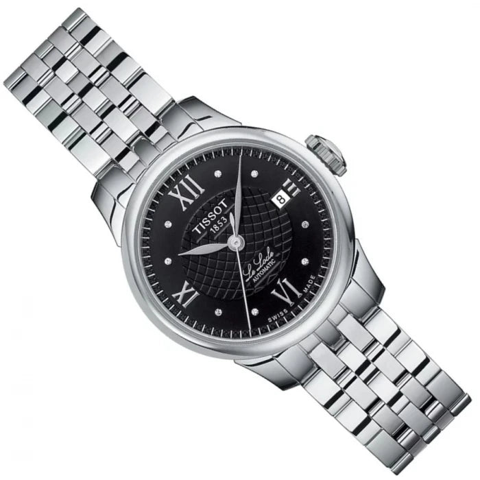 Tissot Le Locle Automatic Lady Black Dial Silver Steel Strap Watch For Women - T41.1.183.56