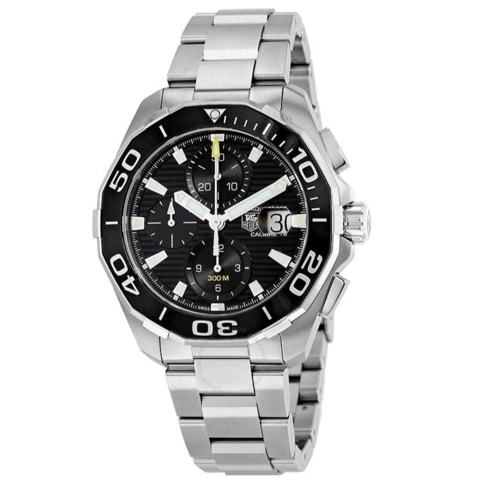 Tag Heuer Aquaracer Calibre 16 Day-Date Black Dial Silver Steel Strap Watch for Men - CAY211A.BA0927