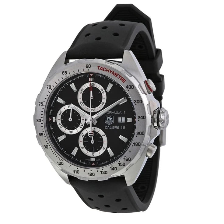 Tag Heuer Formula 1 Calibre 16 Black Dial Black Leather Strap Watch for Men - CAZ2010.FT8024