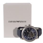 Emporio Armani Luigi Chronograph Blue Dial Blue Leather Strap Watch For Men - AR60011