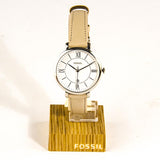 Fossil Jacqueline Beige Dial Pink Leather Strap Watch for Women - ES3793