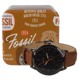 Fossil The Minimalist Black Dial Brown Leather Strap Watch for Men - FS5305