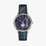 Versace V-Circle The Clans Edition Blue Dial Blue & Green Leather Strap Watch for Women  - VEBQ00118