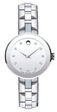 Movado Diamonds Silver Dial Silver Steel Strap Watch For Women - 606814