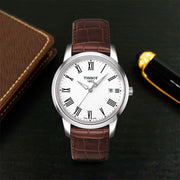 Tissot T Classic Dream White Dial Brown Leather Strap Watch for Men - T033.410.16.013.01