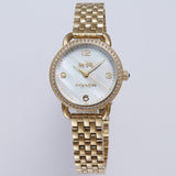 Coach Delancey Mother of Pearl Dial Gold Steel Strap Watch for Women - 14502478