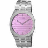 Gucci 25H Quartz Pink Dial Silver Steel Strap Watch for Women - YA163410