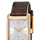 Calvin Klein Window White Dial Brown Leather Strap Watch for Women - K2M23620