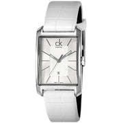 Calvin Klein Window White Dial White Leather Strap Watch for Women - K2M23120